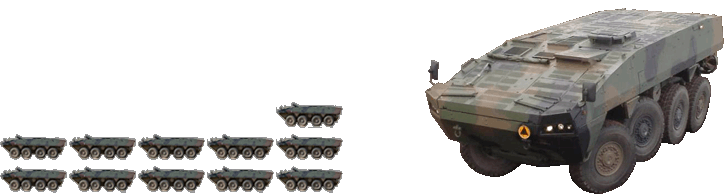 11 kołowych transporterów opancerzonych (KTO) AMV 8×8 w wersji rozpoznania skażeń – Rosomak RSK